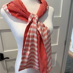 Worth Red and Pink Patterned Silk Scarf
